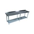 Bk Resources Work Table Stainless Steel With Undershelf, 1.5" Rear Riser 84"Wx24"D VTTR-8424